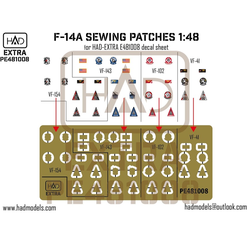 1/48 F-14A-D sewing patches VF-143 VF-154 VF-41 VF102 photo-etched part
