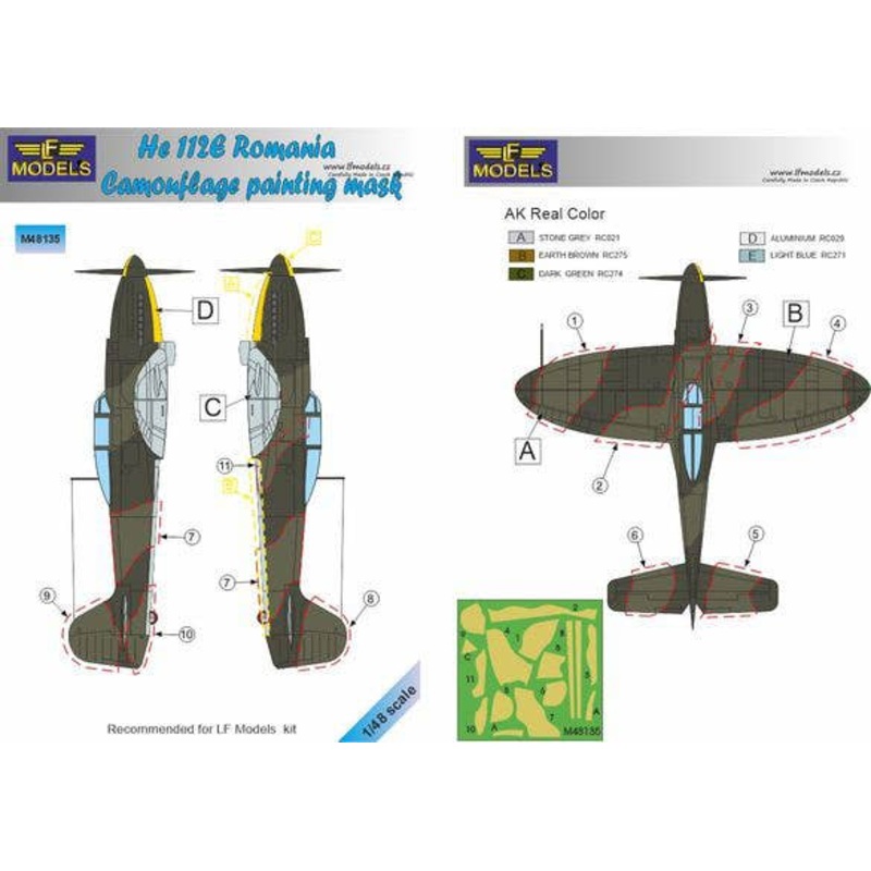 1/48 He 112E Romanian service Camouflage Painting Mask