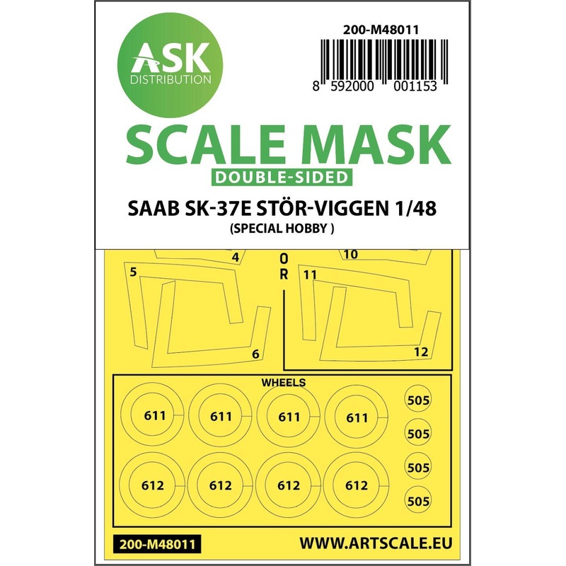 1/48 SAAB SK-37E Stor-Viggen double-sided painting mask for Special Hobby