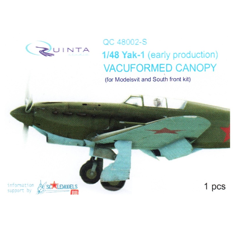 1/48 Yak-1 (early production) Vacuformed Clear Canopy, 1 pcs, (for SF or Modelsvit kit)
