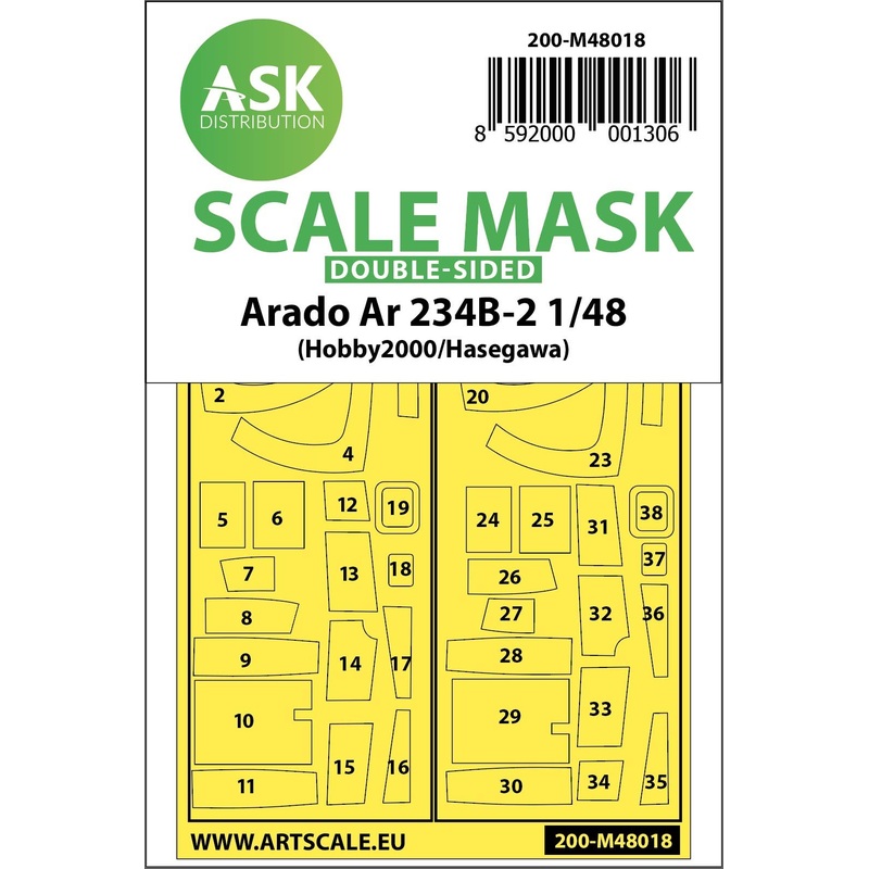 1/48 Arado Ar 234B-2 double-sided painting mask for Hasegawa / Hobby2000