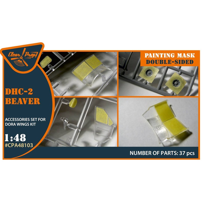 1/48 DHC-2 Beaver double-sided painting mask on yellow kabuki paper for Dora Wings kit