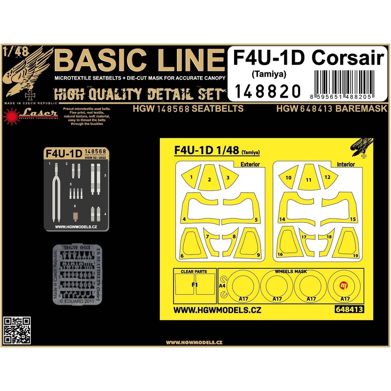 1/48 F4U-1D microfiber seat belt w/double-sided canopy mask (for Tamiya)