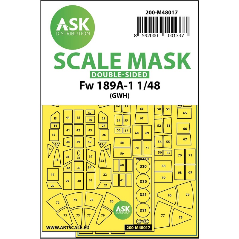 1/48 Focke Wulf Fw 189 double-sided painting mask for Great Wall Hobby