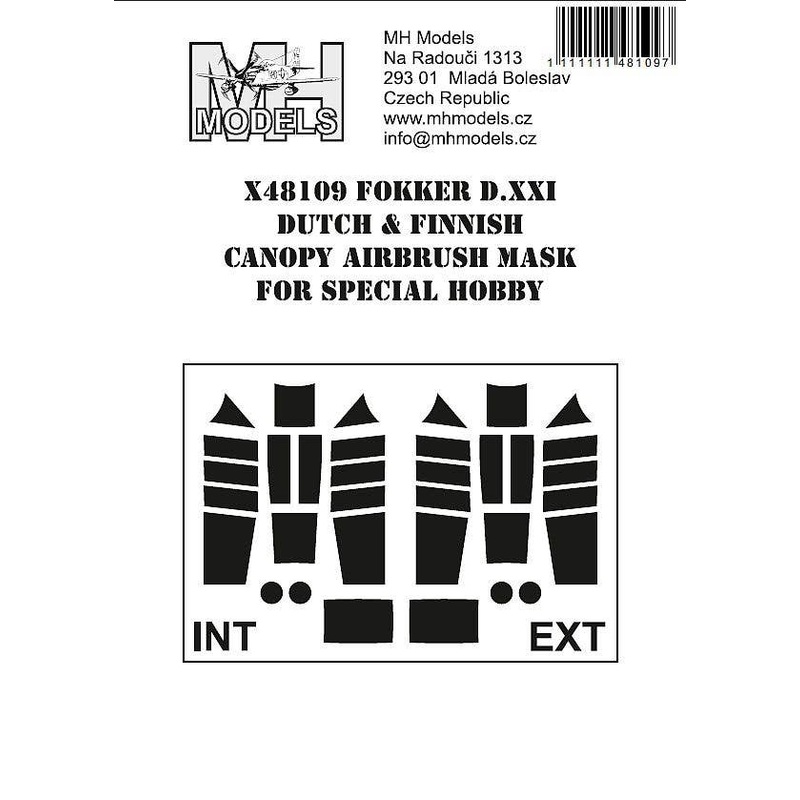 1/48 Fokker D.XXI Dutch & Finnish Early Canopy Airbrush Mask for Special Hobby