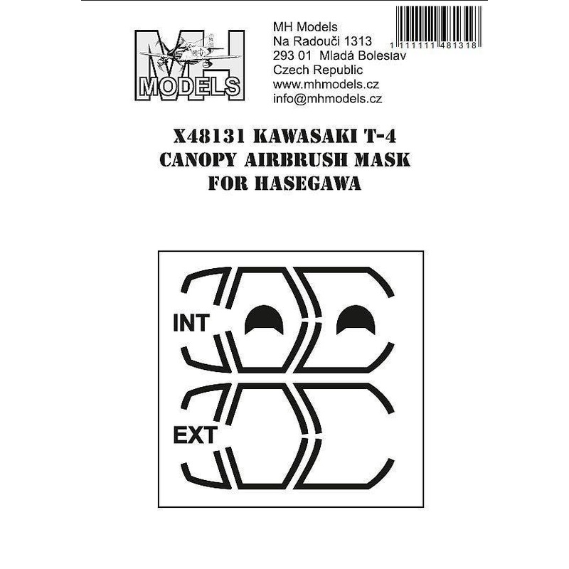 1/48 Kawasaki T-4 canopy airbrush mask for Hasegawa
