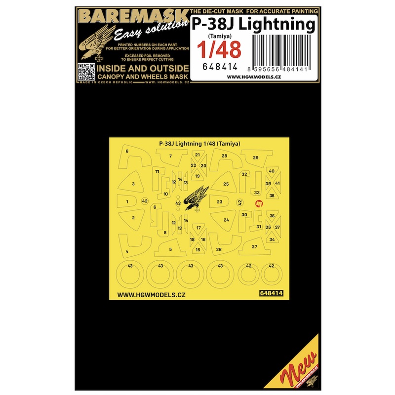 1/48 P-38J Lightning Masks (for Tamiya)