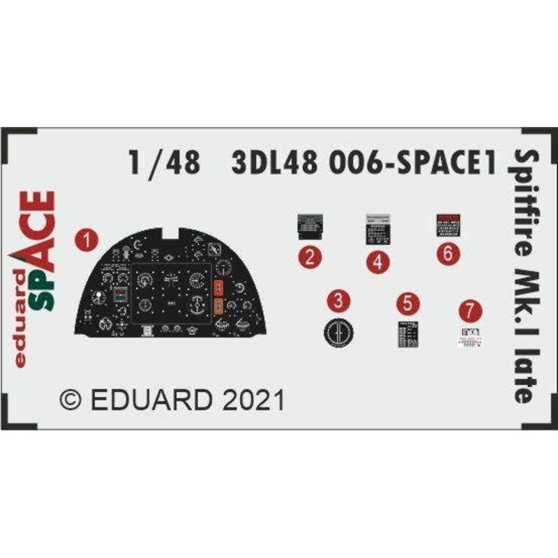 1/48 Spitfire Mk.I late SPACE Photo-Etched Parts and 3D Decals (for Eduard)