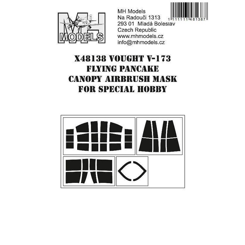 1/48 Vought V-173 Flying Pancake canopy airbrush mask, for Special Hobby