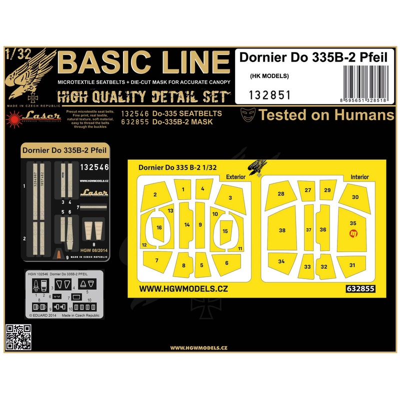 1/32 Do335B-2 Pfeil Seatbelt (BASIC LINE: seatbelts + masks for HK Models)