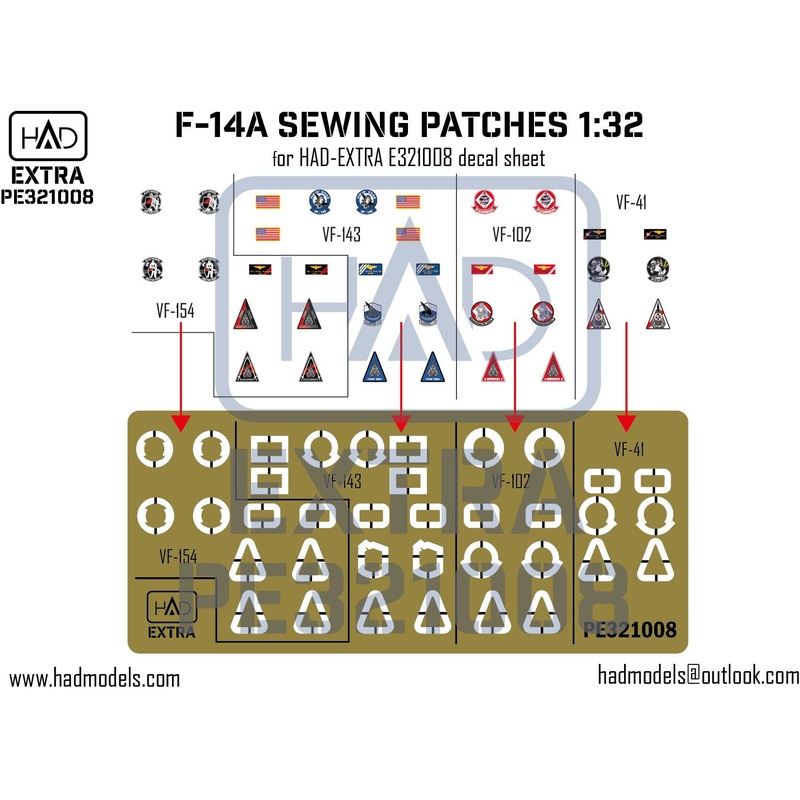 1/32 F-14A-D sewing patches VF-143 VF-154 VF-41 VF102 photo-etched part