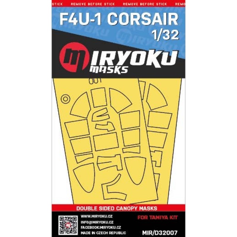 1/32 F4U-1 Corsair Double Sided Canopy Masks