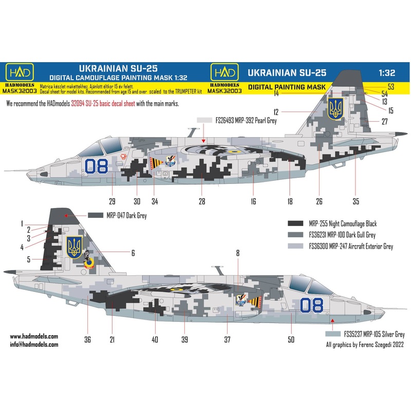 1/32 Su-25 Ukrainian Digital Camouflage painting mask
