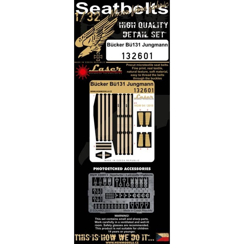 1/32 Bucker Bu131 Jungmann Fabric Seatbelt (for ICM)