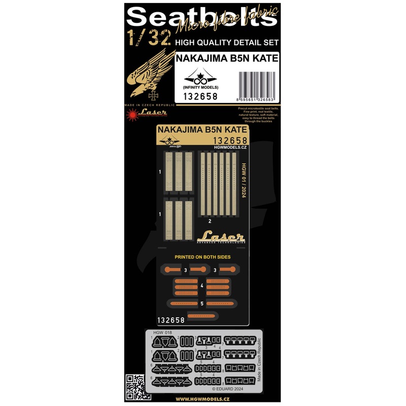 1/32 NAKAJIMA B5N2 KATE Seatbelt (pre-cut (laser) for Infinity Models)