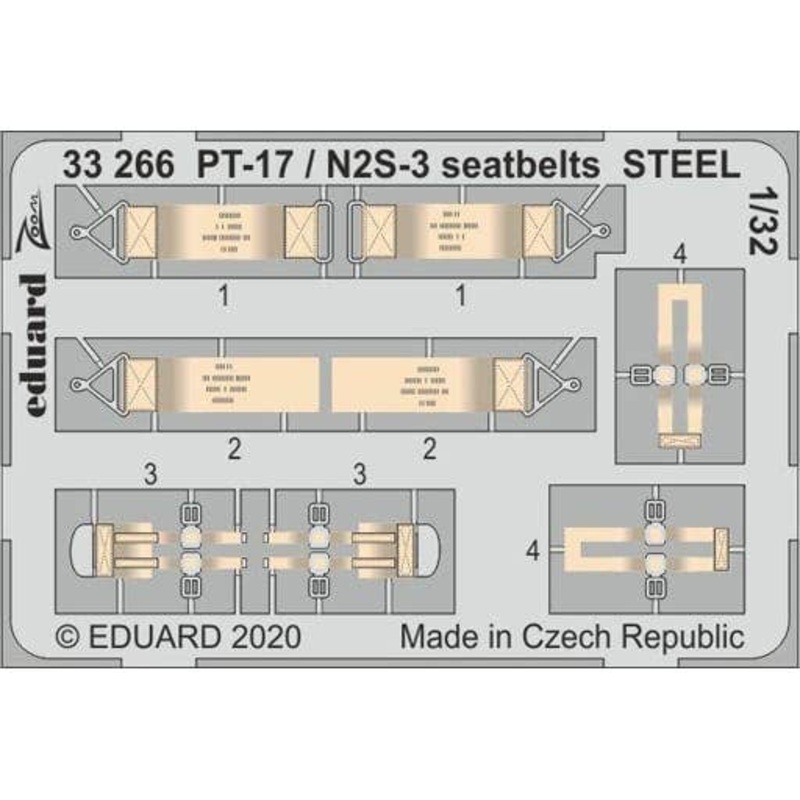 1/32 PT-17 / N2S-3 Seatbelts STEEL (for ICM)