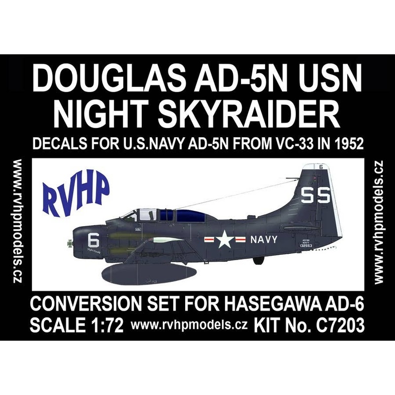 1/72 Douglas AD-5N USN Night Skyraider Conversion Set for Hasegawa AD-6