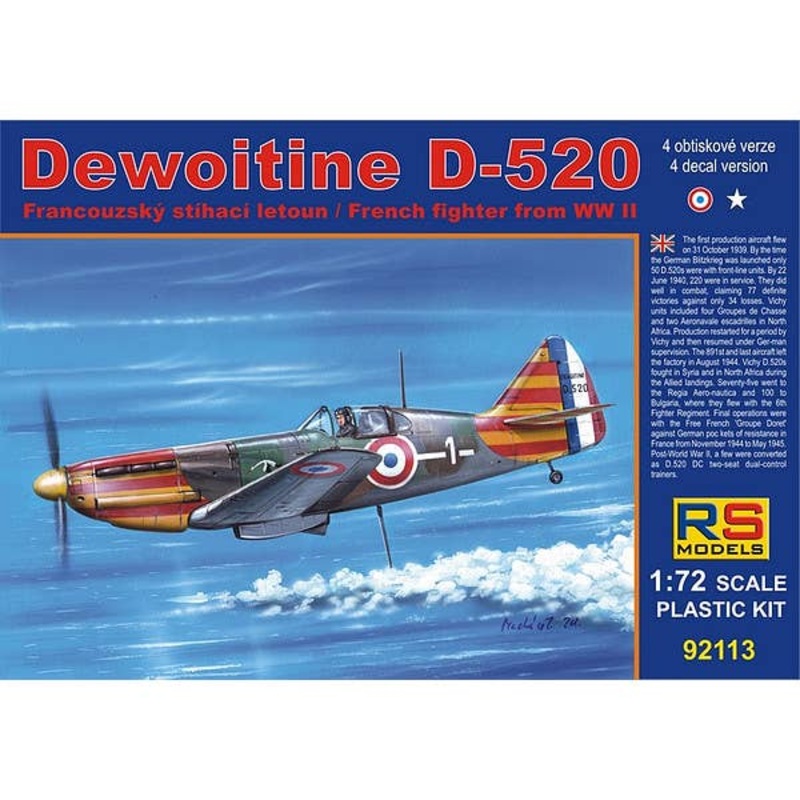 1/72 Dewoitine D-520 WWII French Fighter