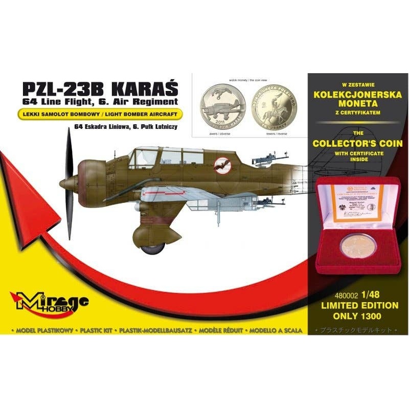 1/48 PZL-23B Karas Light Bomber 64th Line Flight/ 6th Air Regiment [Kit + Collector's Coin]