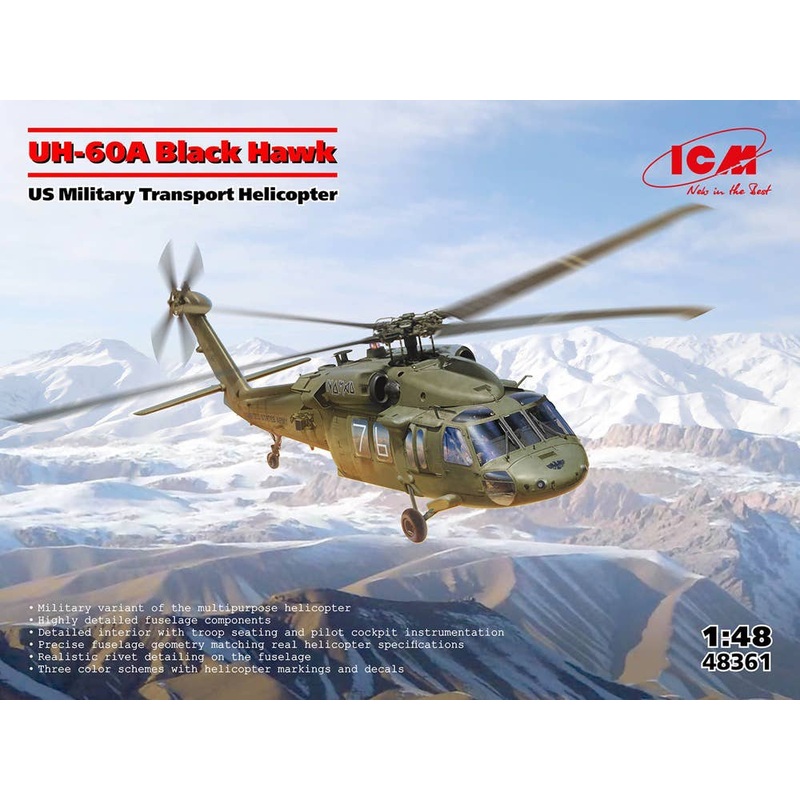 1/48 UH-60A Black Hawk US Military Transport Helicopter