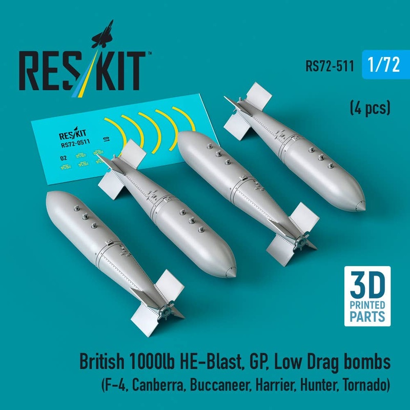 1/72 British 1000lb HE-Blast, GP, Low Drag bombs (4 pcs)
