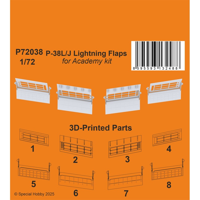 1/72 P-38L/J Lightning Flaps/ for Academy kit