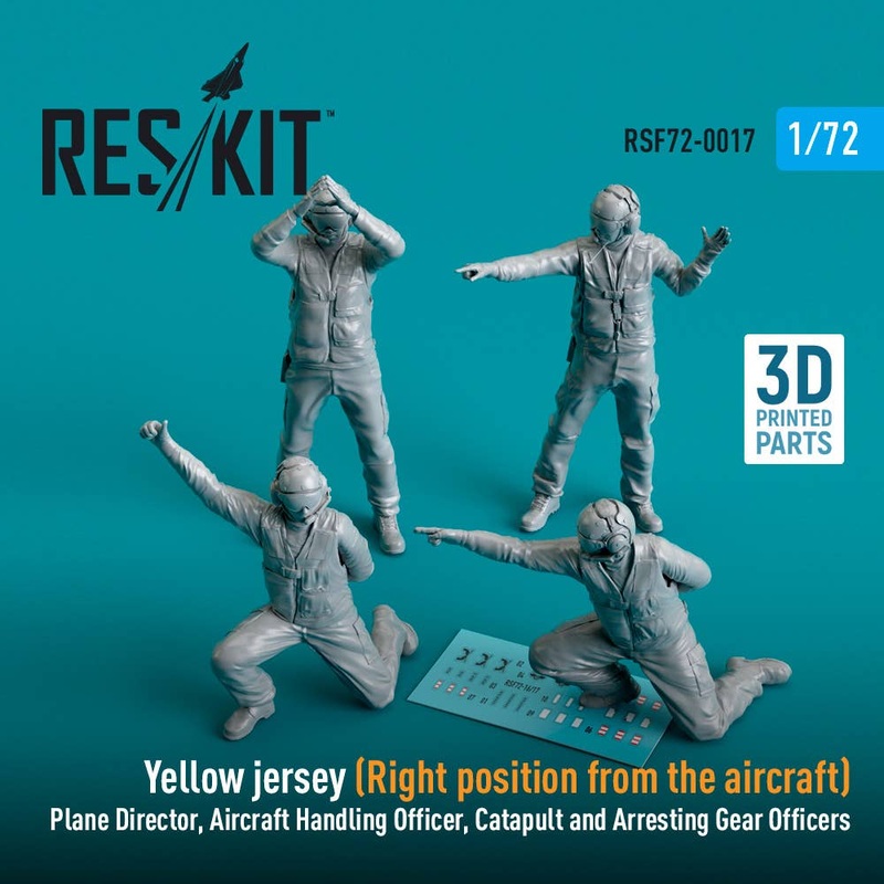 1/72 Yellow jersey (Right position from the aircraft) Plane Director, Aircraft Handling Officer, Catapult and Arresting Gear Officers (4 pcs) (3D Printed)