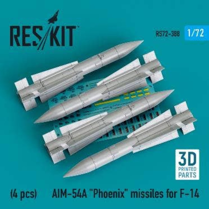 1/72 AIM-54A Phoenix missiles for F-14 (4pcs) (3D Printed)