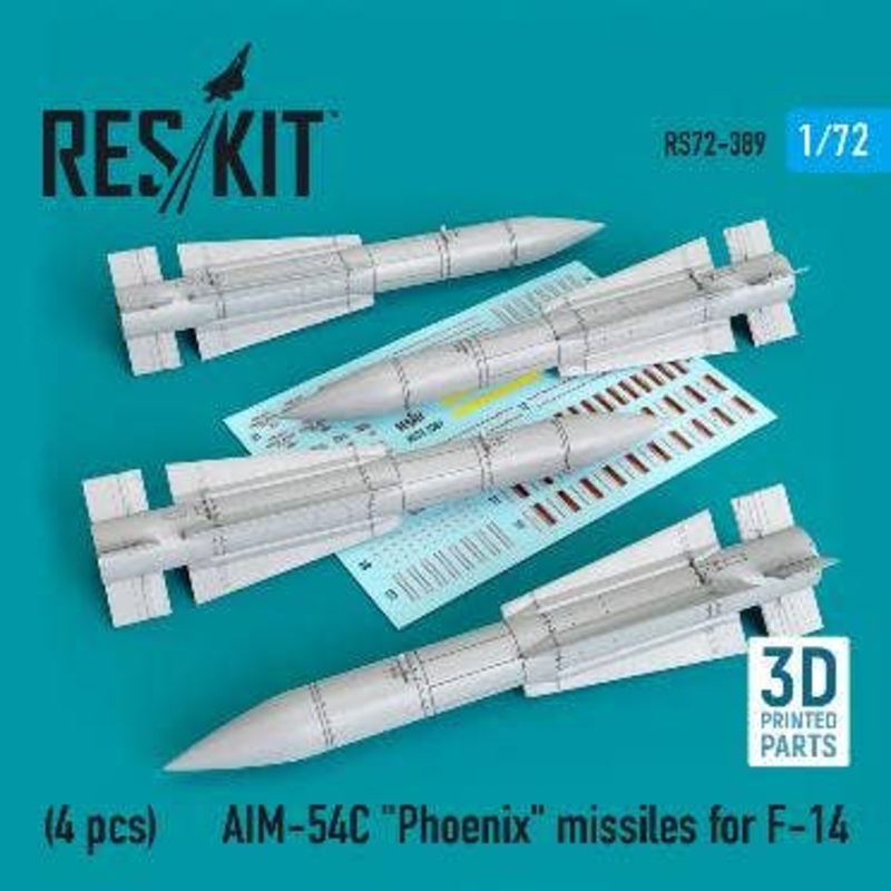 1/72 AIM-54C Phoenix missiles for F-14 (4pcs) (3D Printed)