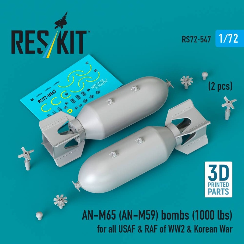 1/72 AN-M65 (AN-M59) bombs (1000 lbs) WW2 & Korean War (2 pcs) (3D Printed)