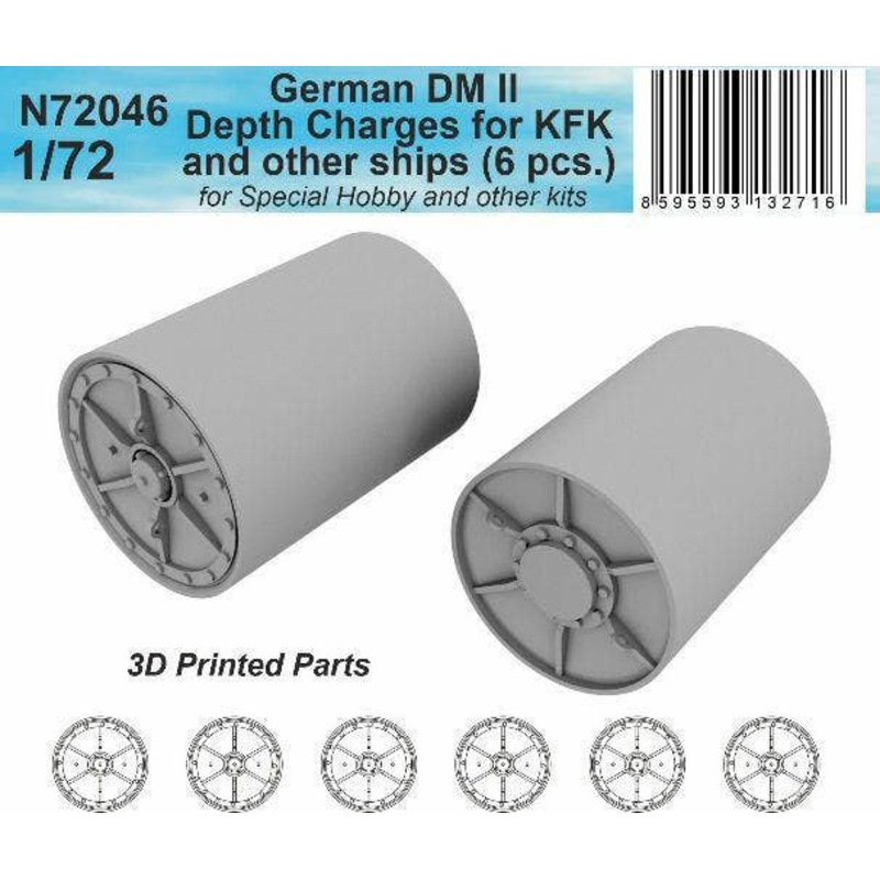 1/72 German DM II Depth Charges (6 pcs.) for KFK and other ships / for Special Navy kit