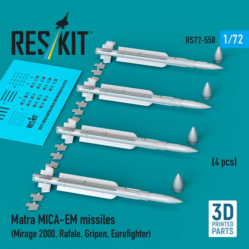 1/72 Matra MICA-EM missiles (4 pcs)(3D Printed)
