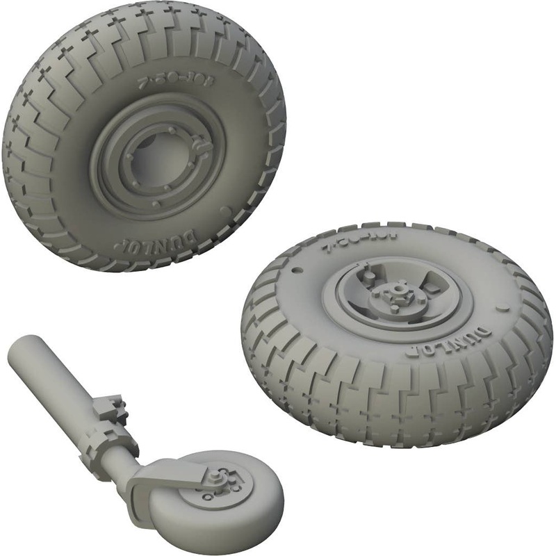 1/72 Spitfire Mk.VIII Wheels - 4 Spoke w/ Pattern (Eduard)