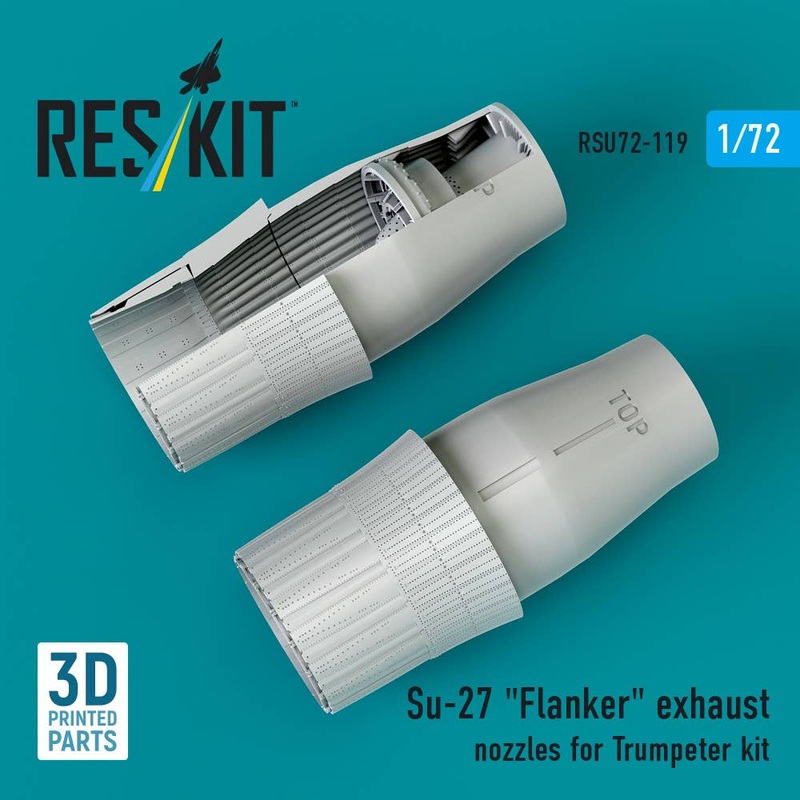 1/72 Su-27 Flanker exhaust nozzles for Trumpeter kit (3D Printed)