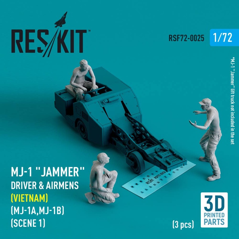 1/72 MJ-1 Jammer Driver & airmens (Vietnam) (MJ-1A,MJ-1B) (scene 1) (3 pcs) (3D Printed)