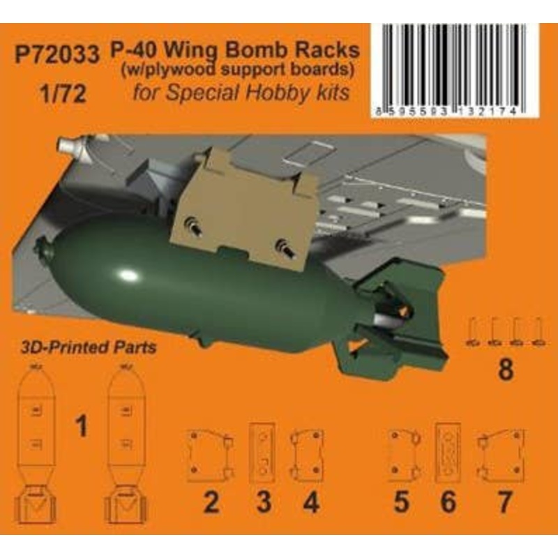 1/72 P-40 Wing Bomb Racks (w/plywood support boards)