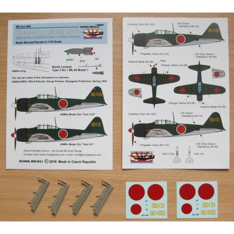 1/72 Rockets for A6M5a/A6M5c (Type 3 No.1 Mk.28 Model 1 Bomb/Rocket)