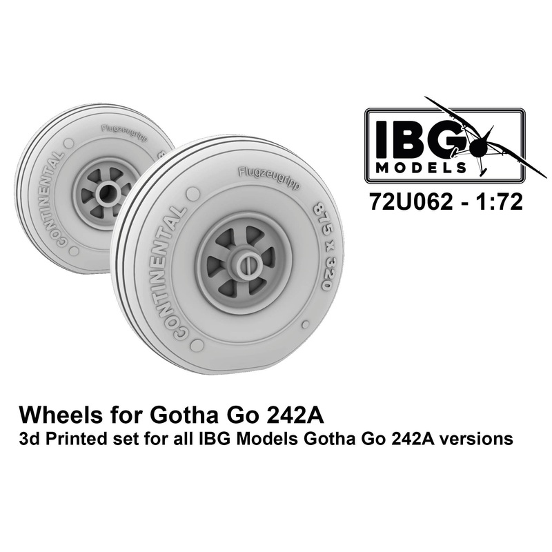 1/72 Wheels for Gotha Go 242A 3d Printed set for all IBG Models Gotha Go 242A versions (72U062)