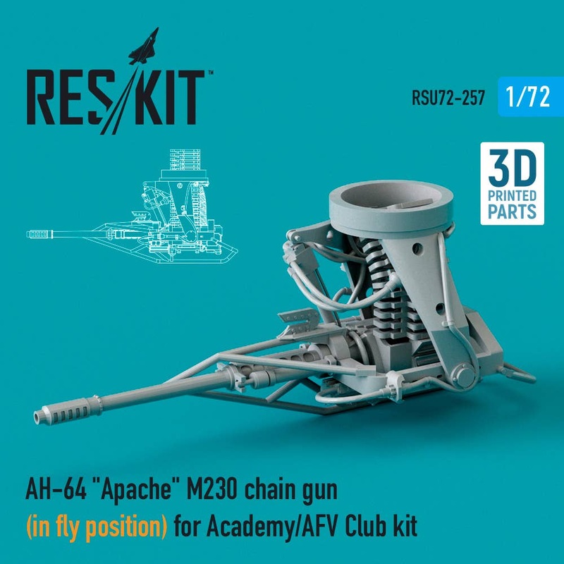 1/72 AH-64 Apache M230 chain gun (in fly position) for Academy / AFV Club kit (3D printing)