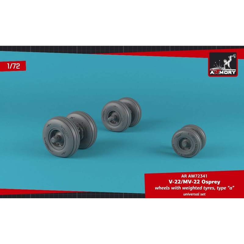 1/72 V-22 Osprey Wheels w/Weighted Tires Type "A"