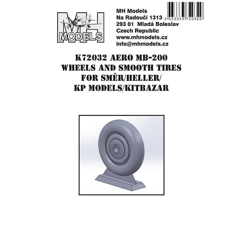 1/72 Aero MB-200 Wheels and Smooth Tires for Smer / Heller / KPM / Kitbazar