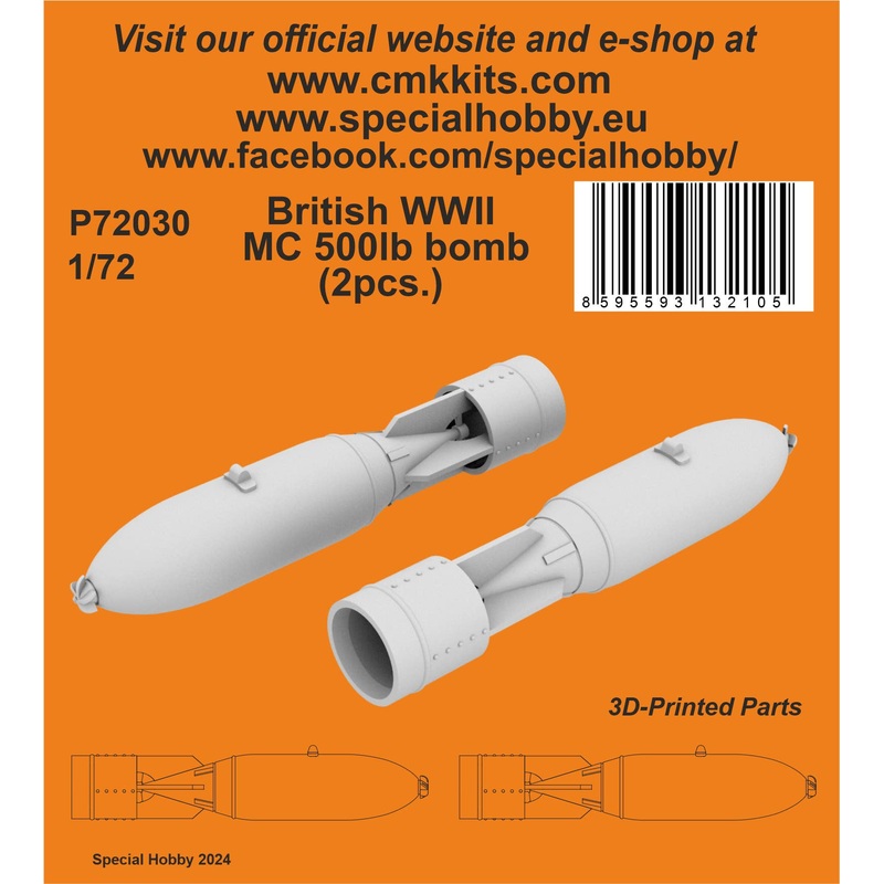 1/72 British WWII MC 500lb bomb Mk.IV (2pcs.)