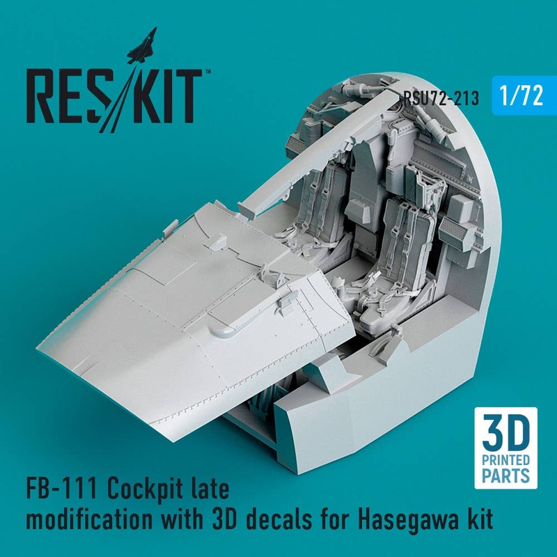 1/72 FB-111 Cockpit late modification with 3D decals for Hasegawa kit (3D Printed)