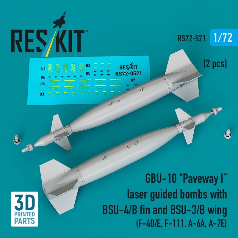 1/72 GBU-10 Paveway I laser guided bombs with BSU-4/B fin and BSU-3/B wing (2 pcs) (3D Printed)