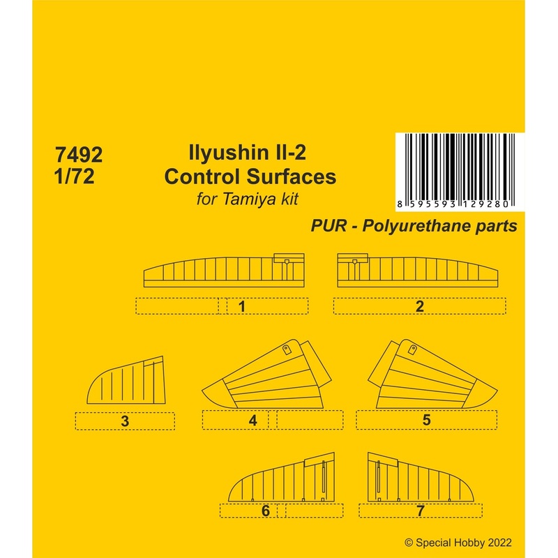 1/72 Ilyushin Il-2 Control Surfaces (for Tamiya)