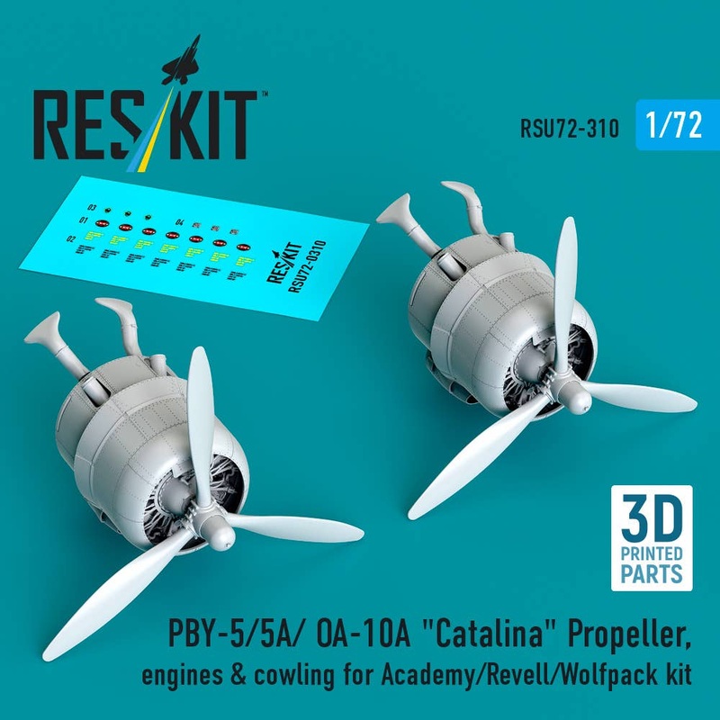 1/72 PBY-5/5A/ OA-10A Catalina Propeller, engines & cowling for Academy/Revell/Wolfpack kit (3D printed)