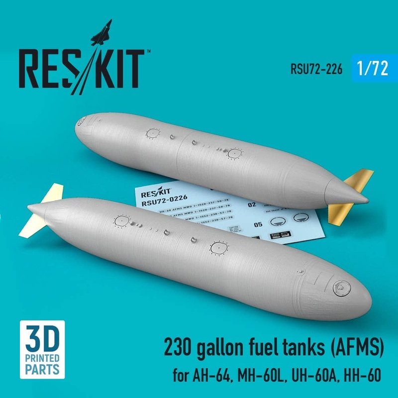 1/72 230 gallon fuel tanks (AFMS) for AH-64, MH-60L, UH-60A, HH-60 (2 pcs) (3D printing)