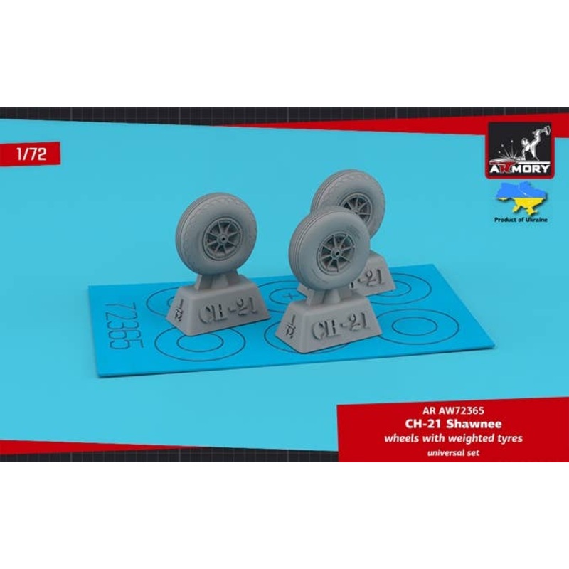 1/72 CH-21 Shawnee wheels w/ weighted tyres