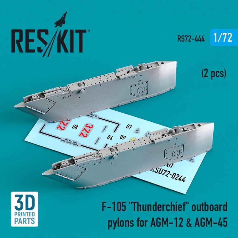 1/72 F-105 Thunderchief outboard AGM-12 & AGM-45 pylons (2 pcs) (3D printing)