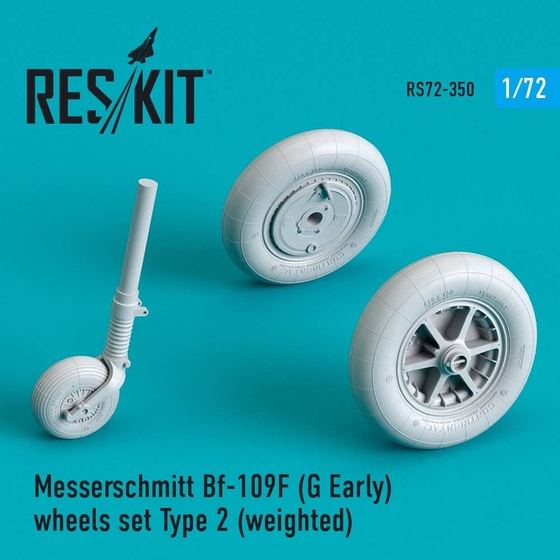 1/72 Messerschmitt Bf-109F (G Early) wheels set Type 2 (weighted)